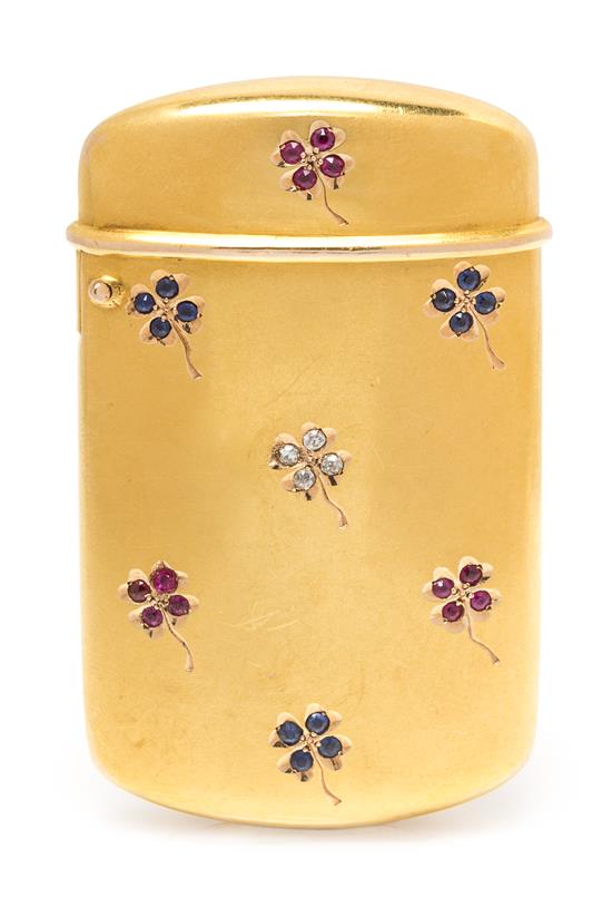 Appraisal: Sale Lot An American Karat Gold and Jeweled Vesta Case