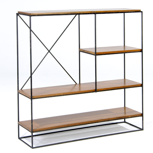 Appraisal: PAUL MCCOBB Shelving unit on enameled metal frame x x