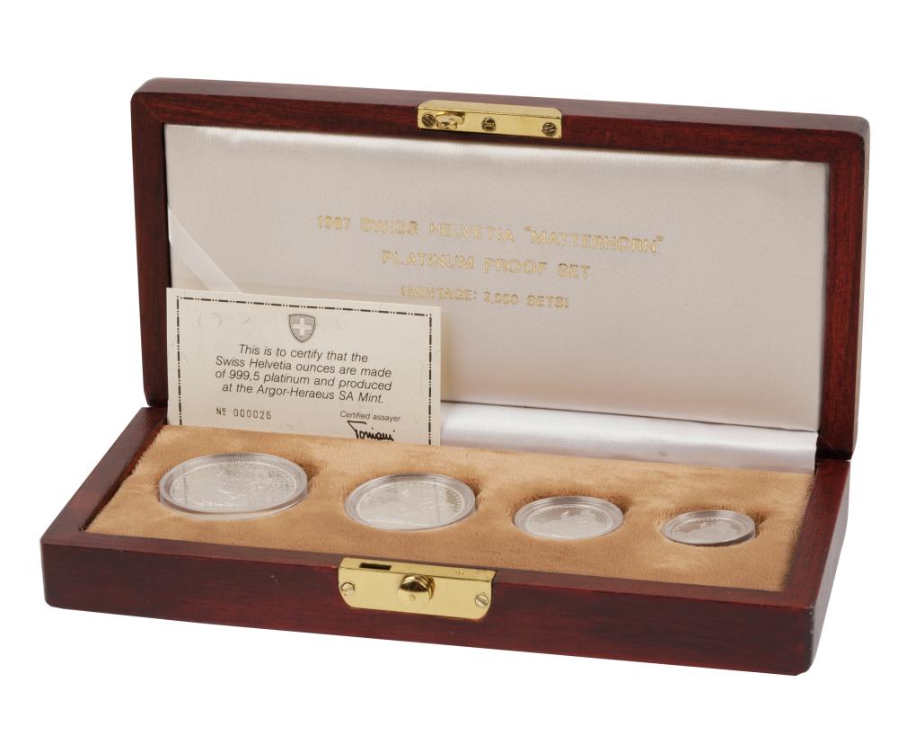 Appraisal: SWISS HELVETIA 'MATTERHORN' PLATINUM PROOF SETthe case marked Mintage Sets