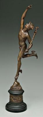 Appraisal: Bronze after Giambologna Roman god Mercury holding a caduceus after