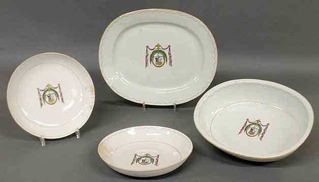 Appraisal: Four pieces of Chinese export armorial porcelain part of an