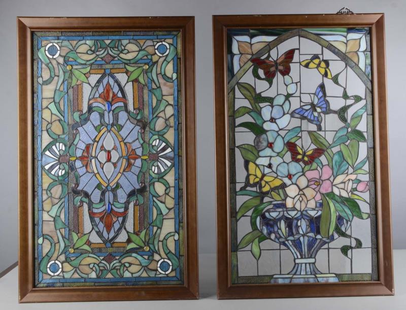 Appraisal: Lot Of Stained Glass Window Panels Each panel of leaded