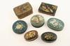 Appraisal: BOXES - Lot of seven antique painted small trinket boxes