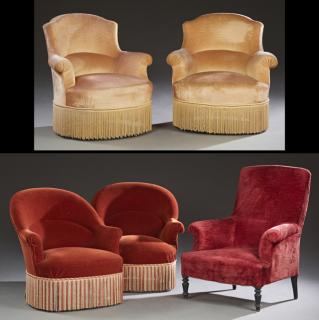 Appraisal: Group of Five French Carved Beech Armchairs c Group of