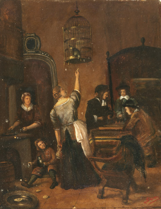 Appraisal: After Jan Steen Dutch Late th Century De Papegaaie Kooi