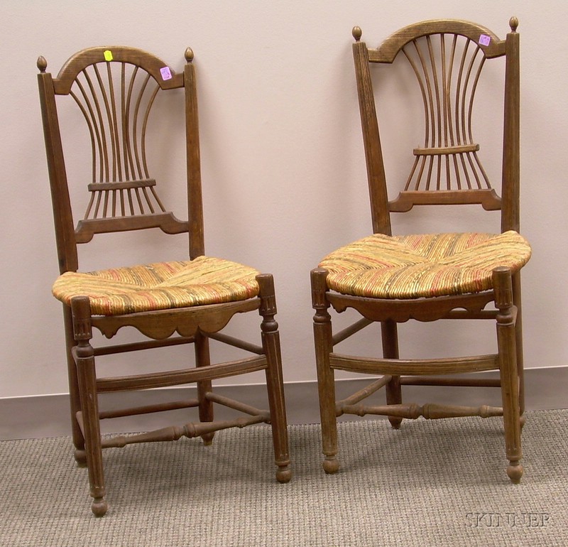 Appraisal: Pair of French Provincial Ash Spindle-back Side Chairs with Painted