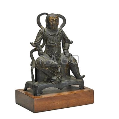 Appraisal: CHINESE GILT METAL SEATED GOD Turtle and snake figure in