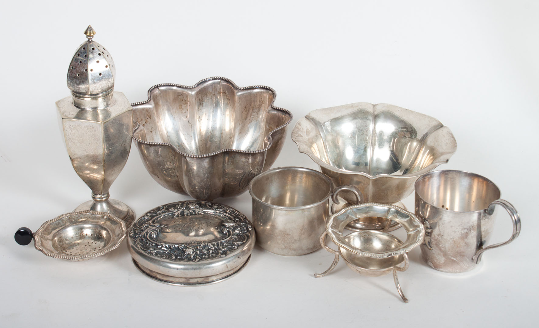 Appraisal: Group of four American sterling silver table items including Stieff