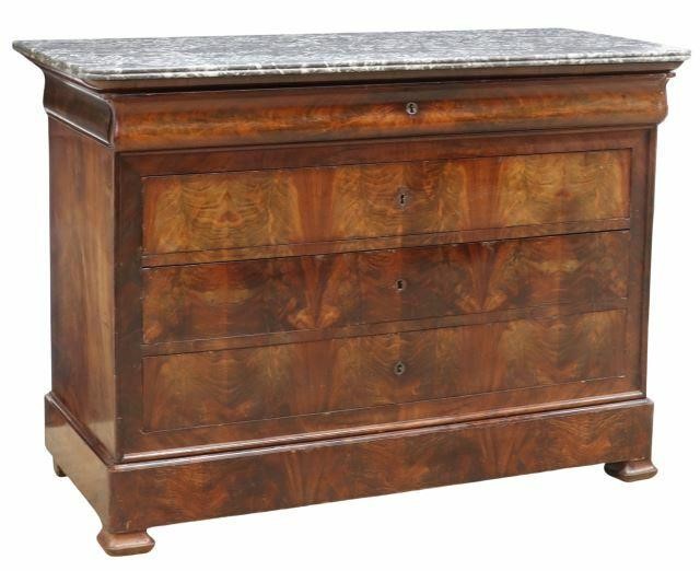 Appraisal: French Louis Philippe period marble-top mahogany commode mid th c