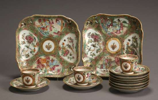 Appraisal: Group of Chinese Export 'Rose Medallion' Armorial Table Articles Xianfeng-Tongzhi