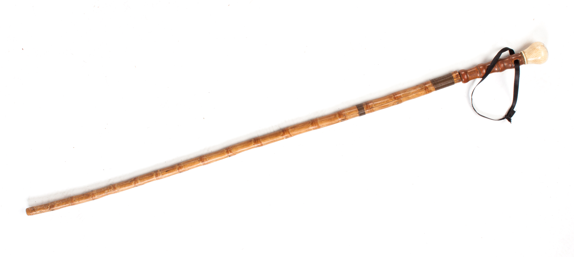 Appraisal: Bamboo and ivory cane sword swagger stick Continental th century