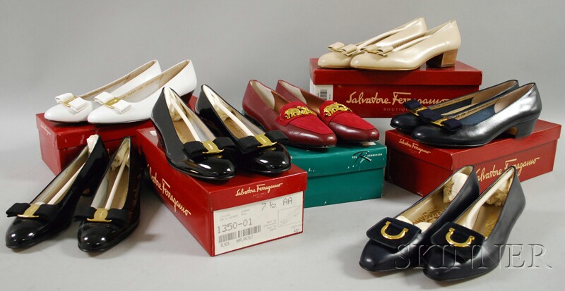 Appraisal: Group of Lady's Salvatore Ferragamo Leather Shoes six pairs together