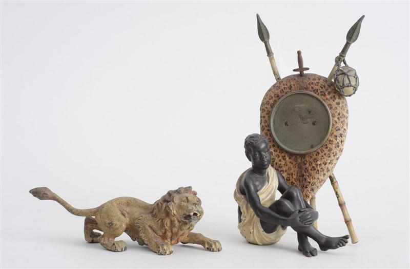 Appraisal: BERGMAN COLD-PAINTED BRONZE FIGURAL WATCH HOLDER AND A COLD-PAINTED FIGURE