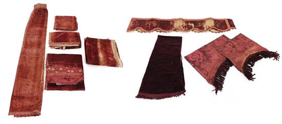 Appraisal: TEXTILES Late th early th C mostly red velvet and