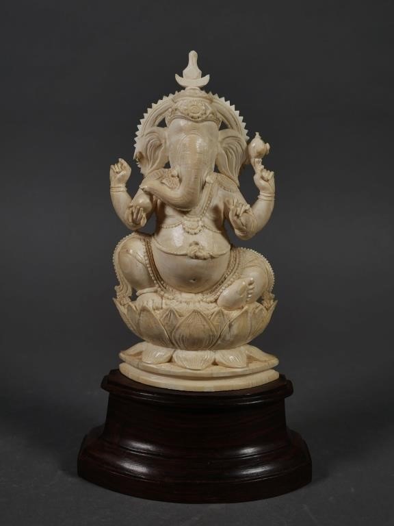 Appraisal: CARVED IVORY GANESHA VINTAGE STATUEHindu carved Indian ivory statue of