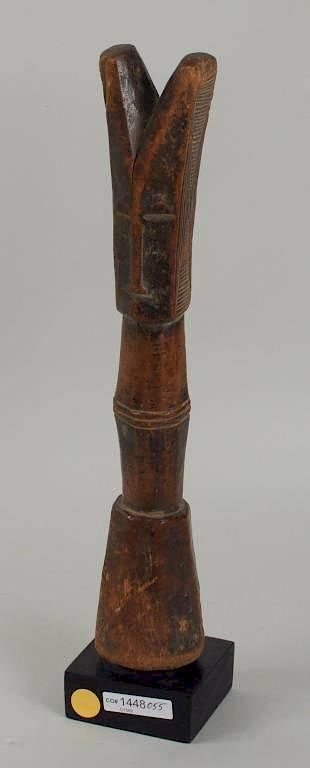 Appraisal: African Carved Wood Katapault African carved wood katapault depicting a