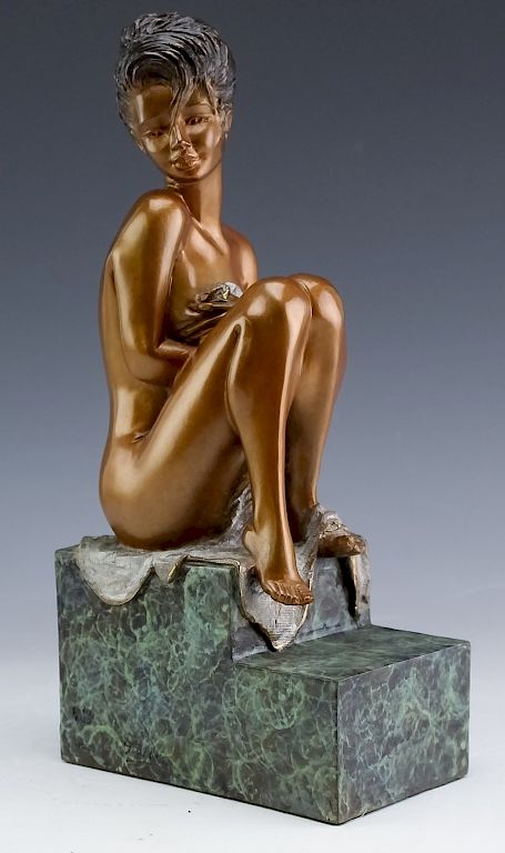 Appraisal: Modern Figural Female Nude Bronze LE Art Sculpture Artist signed