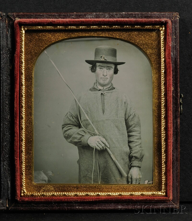 Appraisal: Sixth Plate Daguerreotype Portrait of a Driver with Buggy Whip