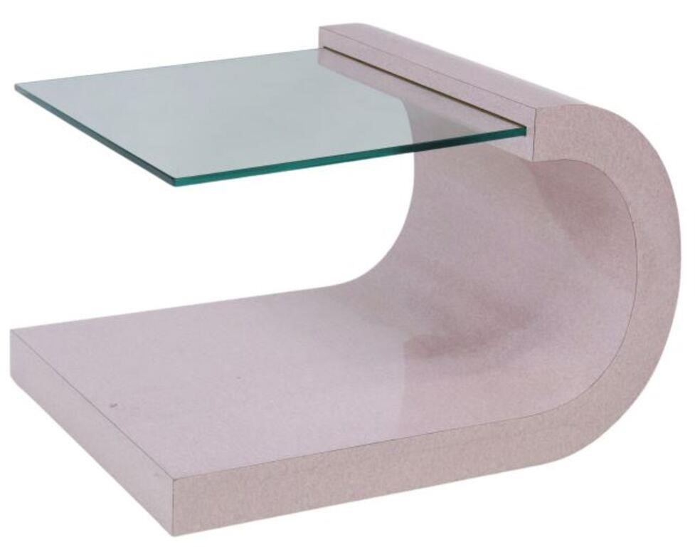 Appraisal: Postmodern cantilevered side table in the manner of Karl Springer