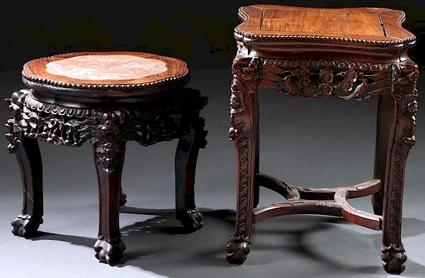 Appraisal: A PAIR OF CHINESE EXPORT CARVED HARDWOOD STANDS A PAIR