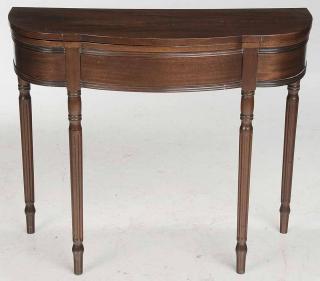 Appraisal: Mahogany Sheraton Style Game Table th century demi lune reeded