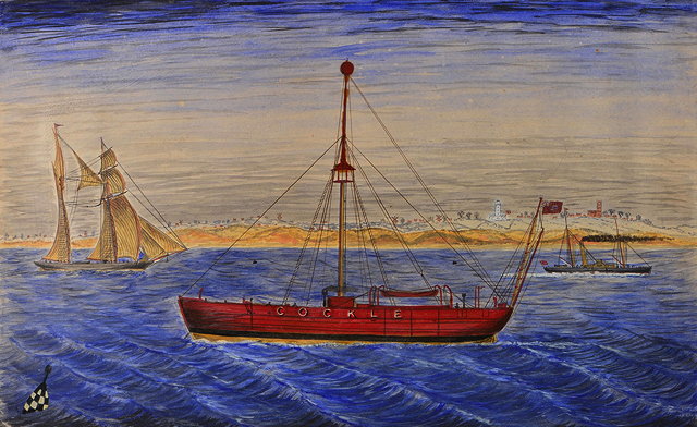 Appraisal: TH CENTURY NAIVE SCHOOLThe light ship 'Cockle' off the coast