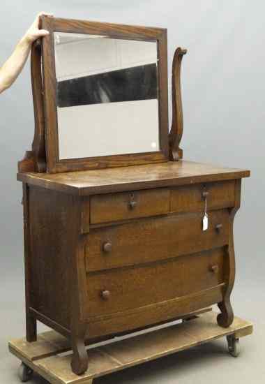 Appraisal: th c Victorian oak server with mirror '' W ''