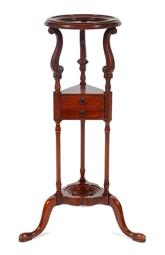 Appraisal: A Georgian Style Mahogany Wig Stand Height inches A Georgian