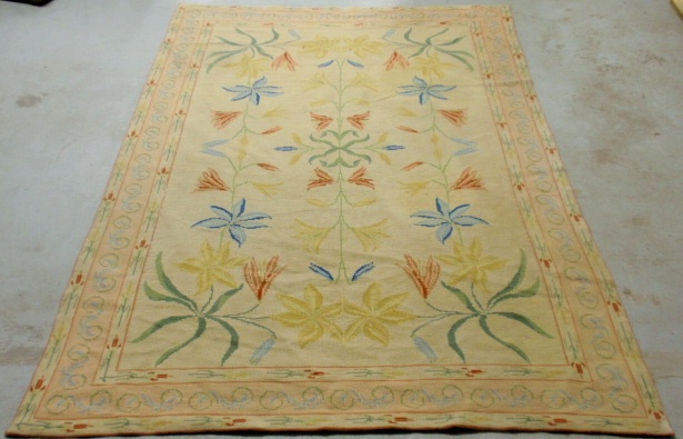 Appraisal: - Wool garden carpet with lily design x -