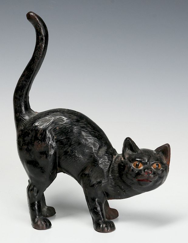 Appraisal: A HUBLEY BLACK CAT DOOR STOP With arched back Measures