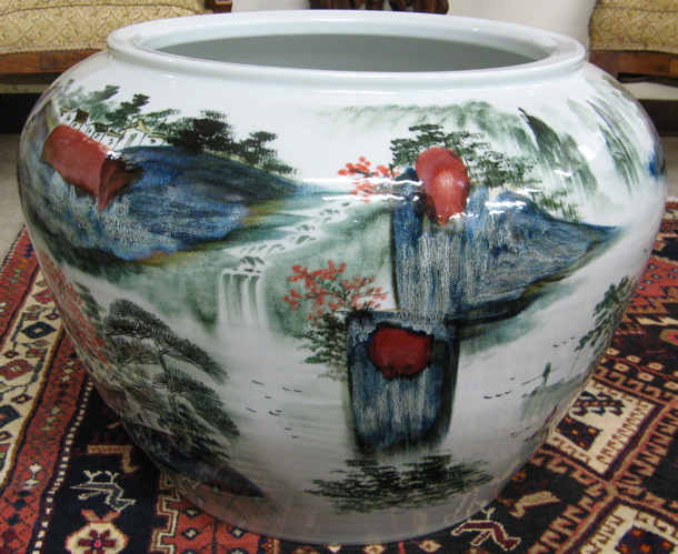 Appraisal: LARGE CHINESE PORCELAIN PLANTER the jar-form vessel with hand painted