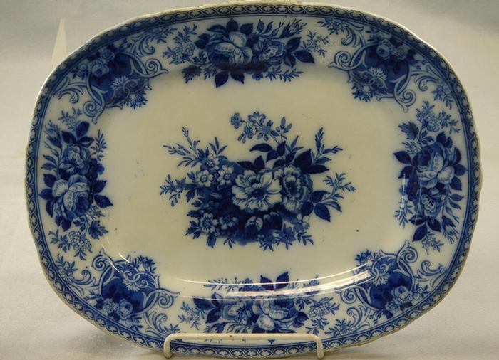 Appraisal: Blue transfer ironstone platter bouquet pattern by PB Co minor