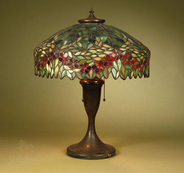 Appraisal: A Unique leaded art glass apple blossom lamp A Unique