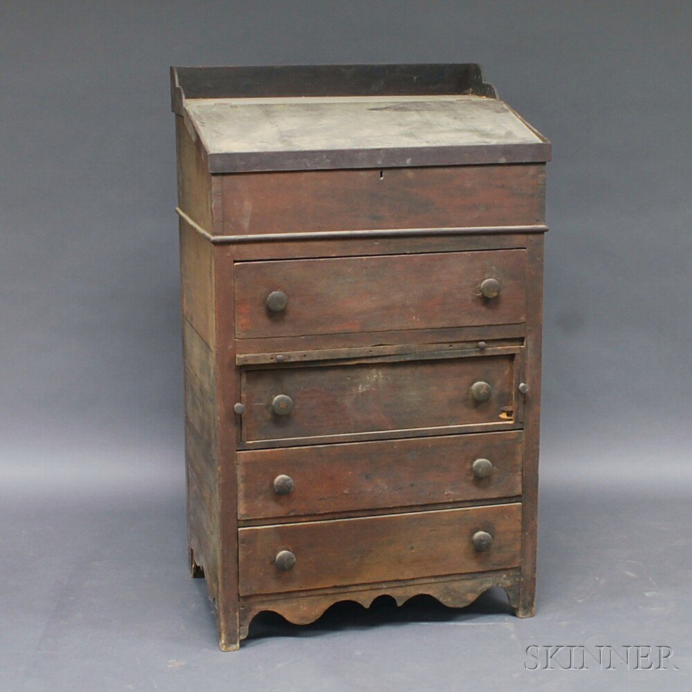 Appraisal: Grain-painted Slant-lid Clerk's Desk over Drawers America th century the