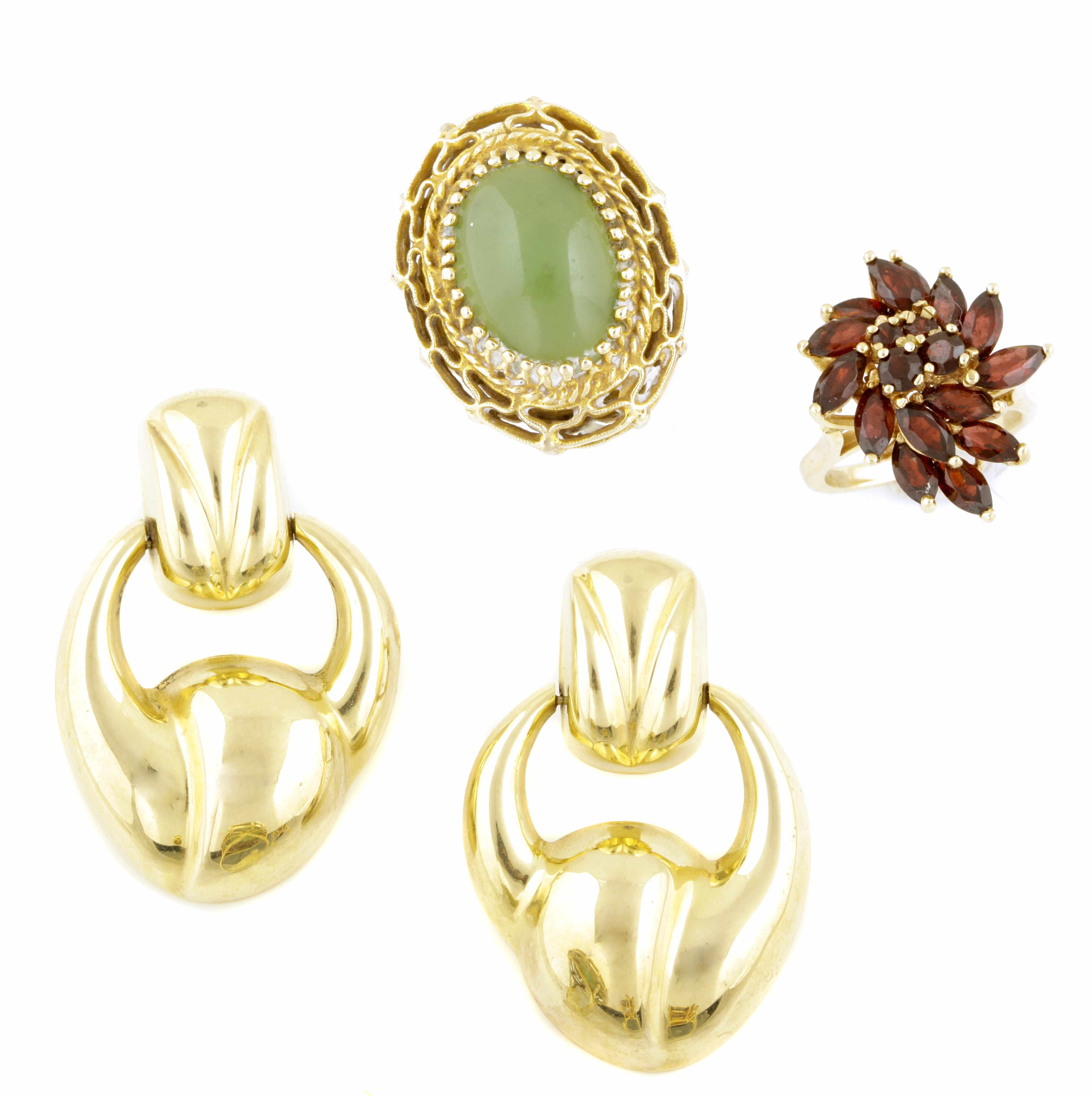 Appraisal: A group of two gem-set and gold rings together with