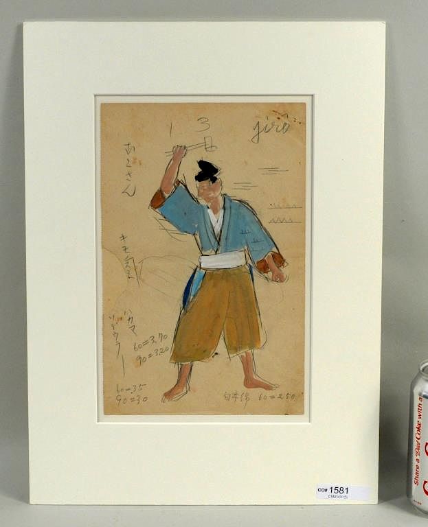 Appraisal: L T Foujita Japanese Costume Design Gouache Leonard Tsuguharu Foujita