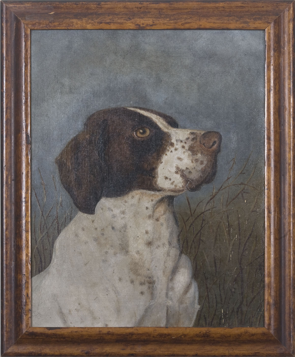 Appraisal: AMERICAN PRIMITIVE PORTRAIT OF A POINTER NINETEENTH CENTURY Oil on