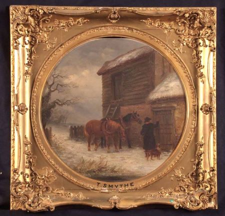 Appraisal: THOMAS SMYTHE - BRITISH Signed Oil on Board Horses Returning