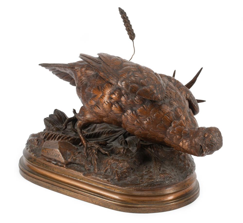 Appraisal: Bronze Figure of Partridge with an Ear of Wheat after