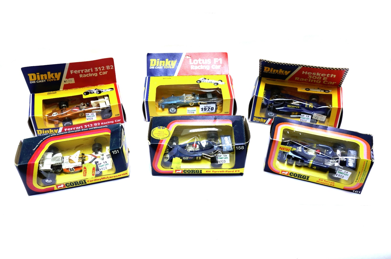 Appraisal: Three Dinky die-cast racing cars Hesketh E No Ferrari B