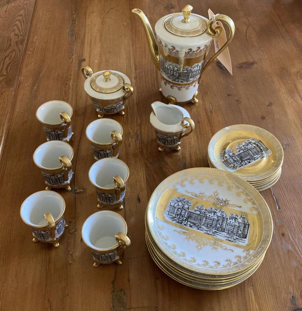 Appraisal: West German JKW Porcelain Tea Service for Six comprising pieces