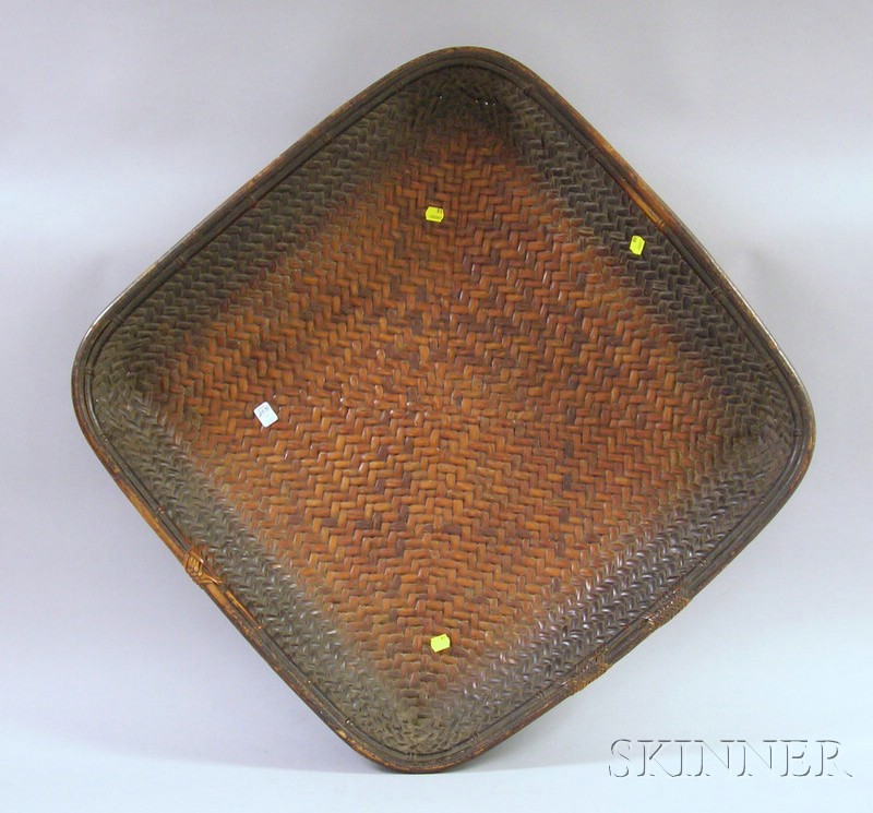 Appraisal: Asian Wooden Woven Basket wd approx in