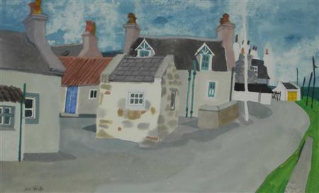 Appraisal: JACK FIRTH SCOTTISH B BANFFSHIRE FISHING VILLAGE Signed watercolour cm