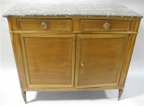 Appraisal: DIRECTOIRE STYLE MARBLE TOP MAHOGANY BUFFET The rectangular outset marble