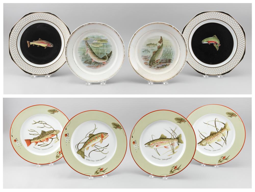 Appraisal: FOUR TIFFANY CO TROUT AND FLY PORCELAIN PLATES TH CENTURY