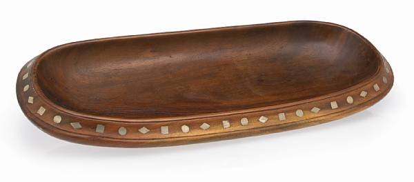 Appraisal: William Spratling American - oval tray - silver-inlaid sabino wood