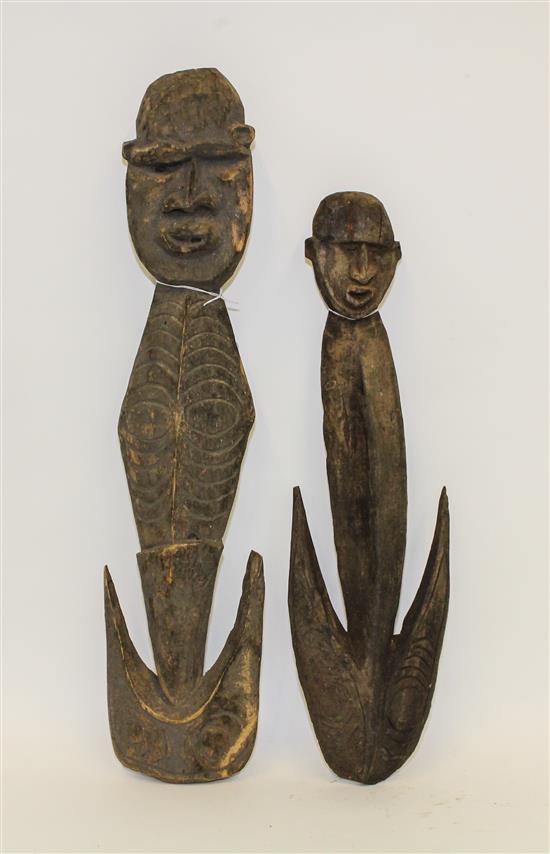 Appraisal: Sale Lot Two New Guinea Tribal Carved Wood Figures sepik