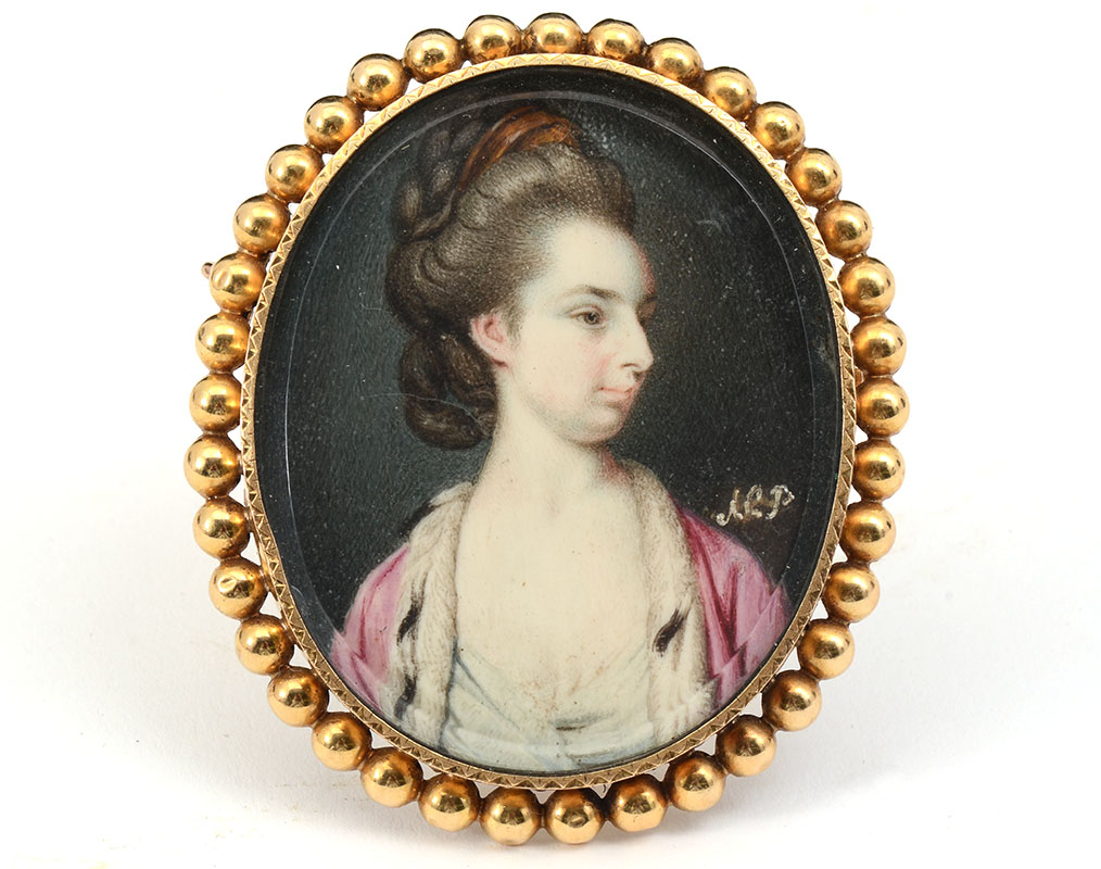 Appraisal: ANNA PEALE MINIATURE PORTRAIT PAINTING '' x '' monogramed lower