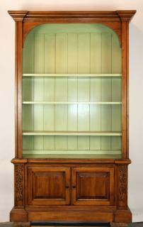 Appraisal: Open pine bookcase with grape carving Open pine bookcase with