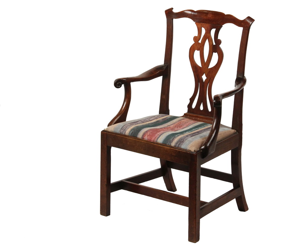 Appraisal: AMERICAN CHIPPENDALE ARMCHAIR - Gentleman's Library or Carver's Chair in